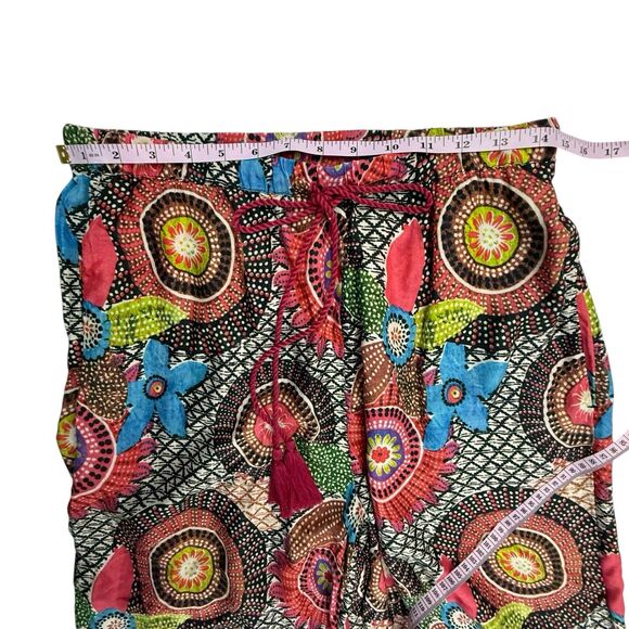 Sundance Palazzo Pants Women Size Medium Wide Leg Floral Print Elastic Waist - Picture 9 of 13